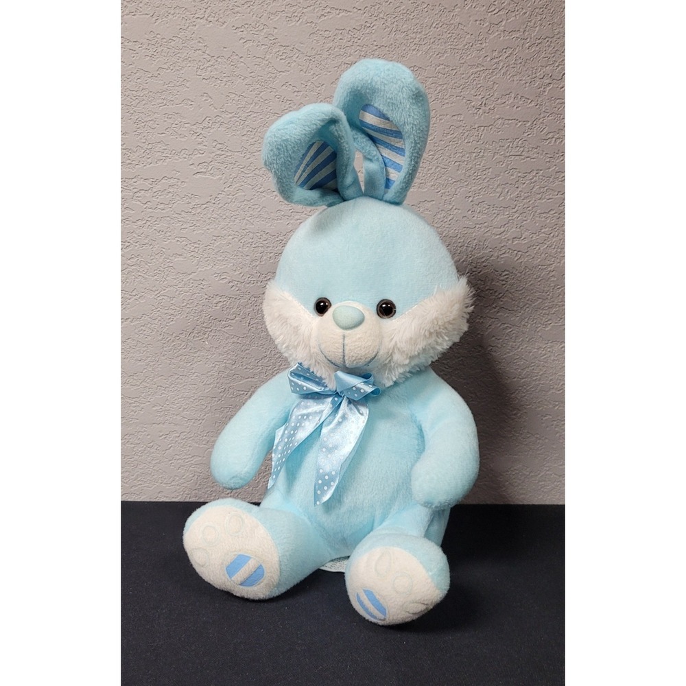 Megatoys "Just For You" Blue Bunny Plush Stuffed Animal Approximately 13 Inch